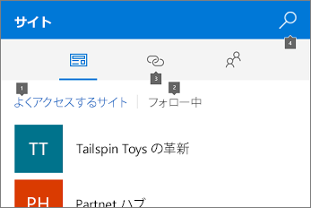 [サイト] タブのスクリーンショット