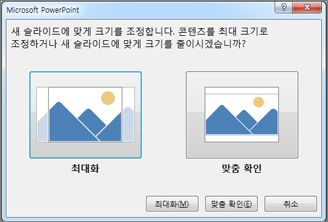 맞춤 확인 또는 최대화