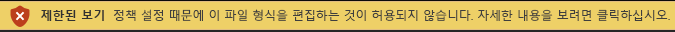 고급 파일 설정으로 차단되고 편집이 허용되지 않는 파일에 대한 제한된 보기