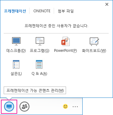 프레젠테이션 탭의 옵션