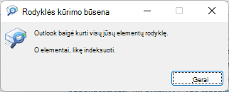 Outlook baigė indeksuoti visus elementus