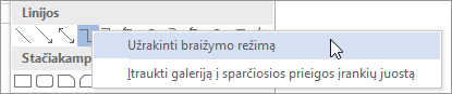 Parinkties Užrakinti braižymo režimą pasirinkimas