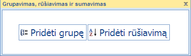 Sritis Grupavimas, rūšiavimas ir suma