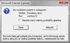 „SharePoint“ failo paėmimo ir užrakinimo pranešimas