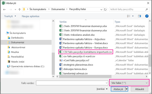 Kad rastumėte .csv failą, būtinai ieškokite visuose failuose.
