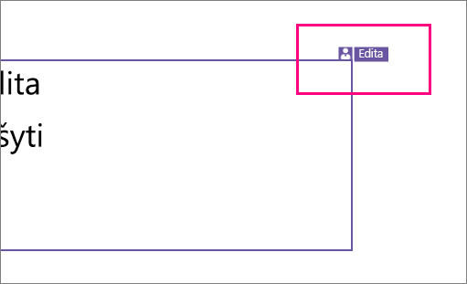Rodo piktogramą, kad kažkas dirba su „PowerPoint 2016 for Windows“ skaidrės sekcija