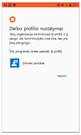 Darbo profilio nustatymas