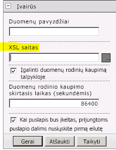 XSL saito ypatybė puslapio dalies meniu