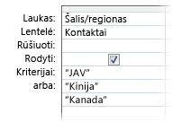 OR kriterijai, siekiant rasti atitiktis keliems žodžiams arba frazėms