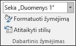 Pasirinkite parinktį Seka diagramos parinktyse > Formatas > Dabartinis žymėjimas