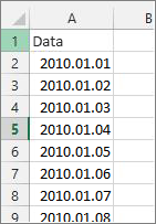 „Excel“ datos stulpelis