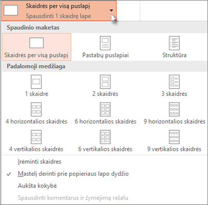 Pick a print layout