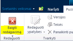 Mygtukas Stabdyti redagavimą skirtuke Puslapis