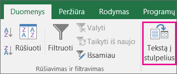 Pasirinkite Duomenys > Tekstą į stulpelius