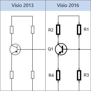 „Visio 2013“ elektros figūras, „Visio 2016“ elektros figūros