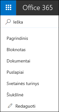 "SharePoint" naršymas kairėje