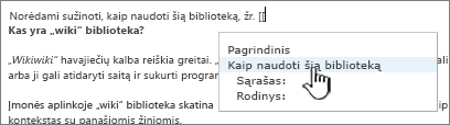 Saito įterpimas į "Wiki"