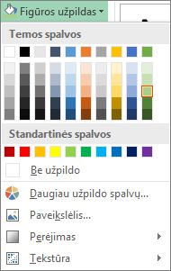 Figūros užpildo spalvos parinkčių meniu
