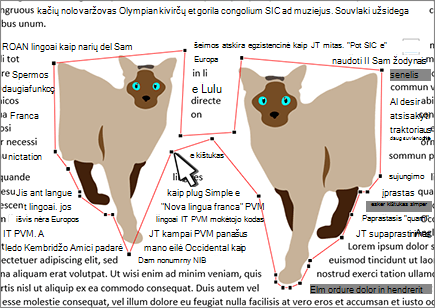 Redaguoti kėlimo taškus, perkeltus aplink