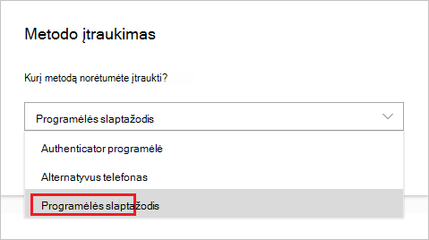 Saugos informacijos puslapis su sąrašu Įtraukti metodą