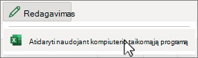 "Excel" kompiuterio taikomosios programos ekrano kopija