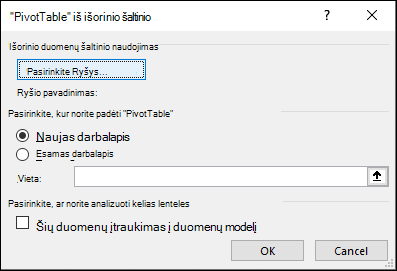 PivotTable iš išorinio šaltinio