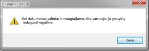 Pranešimas apie tai, kad failą užrakino kažkas kitas