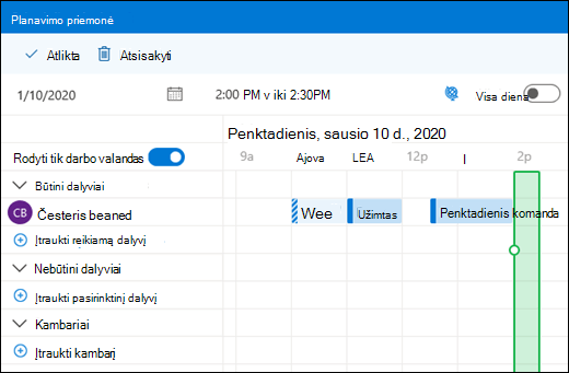 Planavimo pagalbinė priemonė, rodanti sujungtais kalendoriaus įvykiais