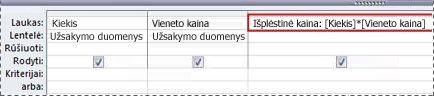 Naudokite išraišką apskaičiuotam laukui užklausoje kurti.