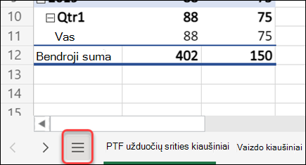 Meniu mygtukas Visi lapai