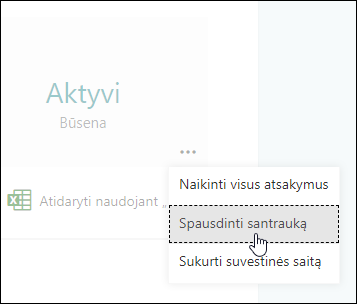 Suvestinės parinktis spausdinti "Microsoft Forms"