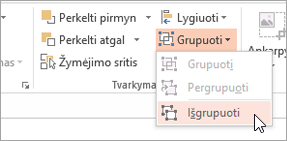 Selecting Ungroup on the Group menu