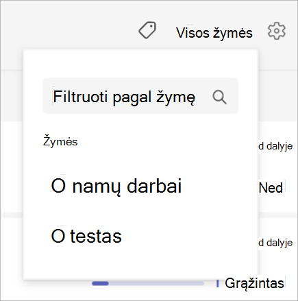 Filtruoti pagal priskyrimo kategoriją.