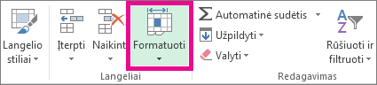 Skirtuke Pagrindinis spustelėkite Formatas