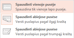 Kai kurie spausdintuvai gali spausdinti arba vienoje lapo pusėje, arba abiejose pusėse.