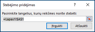 Dalyje Įtraukti peržvalgą įveskite peržvalgos langelių diapazoną