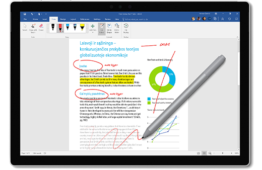 "Surface" liestuko, žyminčio dokumentą, paveikslėlis.