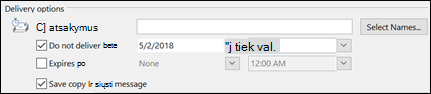 Nustatykite pranešimo pristatymo datą ir laiką.