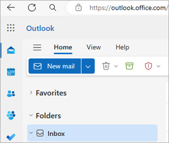 Ekrano kopija, kurioje rodoma "Outlook" žiniatinklio pagrindiniame puslapyje