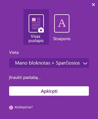 "OneNote" Web Clipper langas