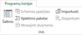 Skirtuko Programų kūrėjas XML komandos