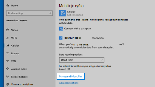 Valdyti „eSIM“ profilius