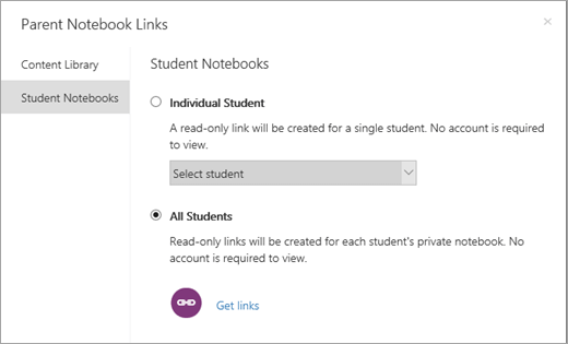 Kurti skaitymo atskiriems studentams bloknotų saitų. Kurti atskirus studentams arba visiems studentams.