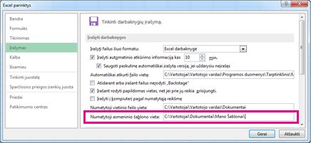Darbaknygių įrašymo parinktys, kurias galite nustatyti