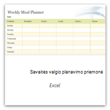 Pasirinkite, kad gautumėte savaitės valgiaraščio planavimo priemonės šabloną.