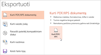 Pateikties įrašymas kaip PDF