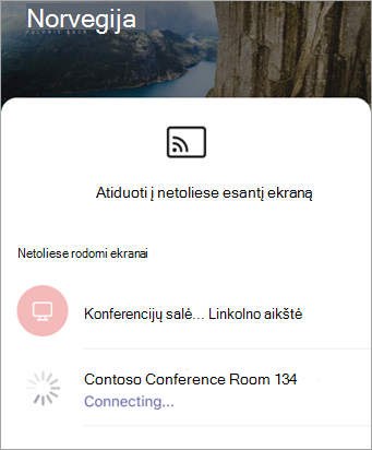 Pasirinkite įrenginį, kai "PowerPoint" bus atidaryta