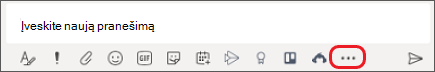 Laukas, kuriame įvedate "Microsoft Teams" pranešimai