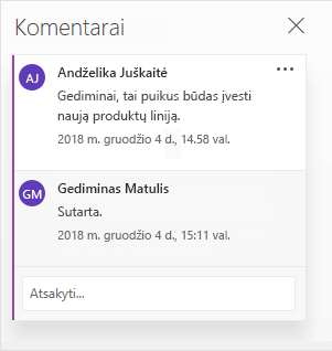 Pokalbis srityje Komentarai