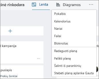 Spustelėkite tris taškus, kad būtų rodomas visas "Planner" įrankių sąrašas